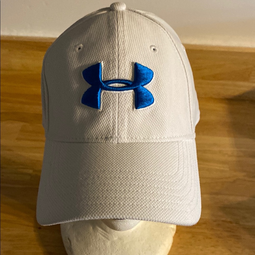 Under Armour White Cap with Blue Logo